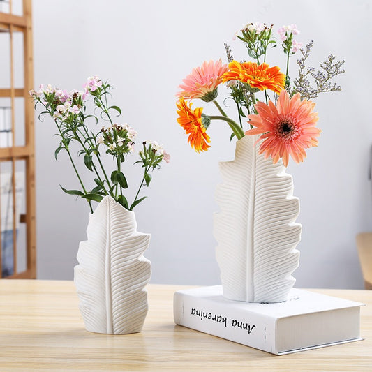 Bring Home a Touch of Elegance - With Our Scandinavian Styled Leaf Ceramic Vase