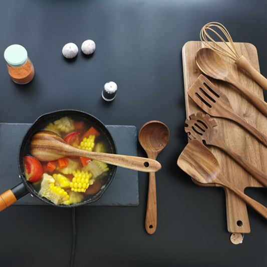Master Your Kitchen with Our 7-Piece Teak Utensil Set – Essential for Every Chef