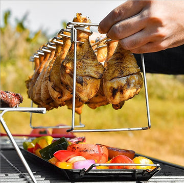 Grillen Sie Hähnchenschenkel perfekt mit unserem Hähnchenschenkelhalter aus Edelstahl