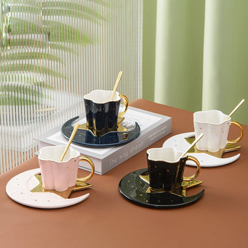 Celestial Elegance in Every Sip: The Star Moon Coffee Cup Set