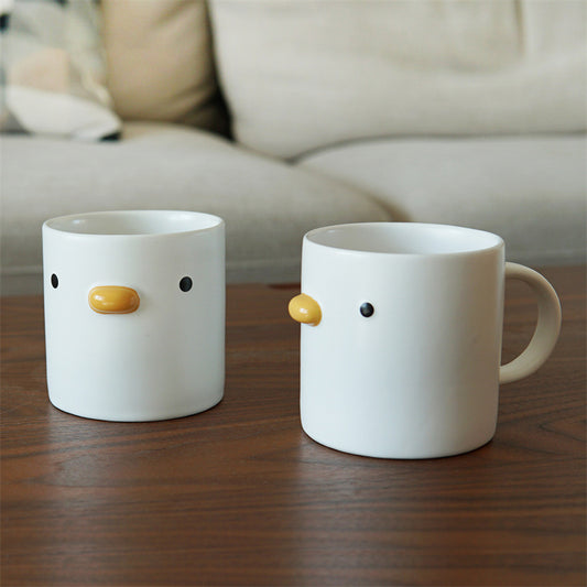 Sip with a Smile: Adorable Minimalistic Duck Ceramic Mug