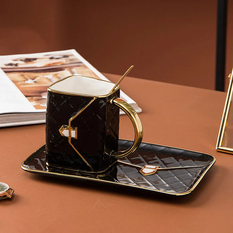 Hand Bag Coffee Cup And Saucer Set