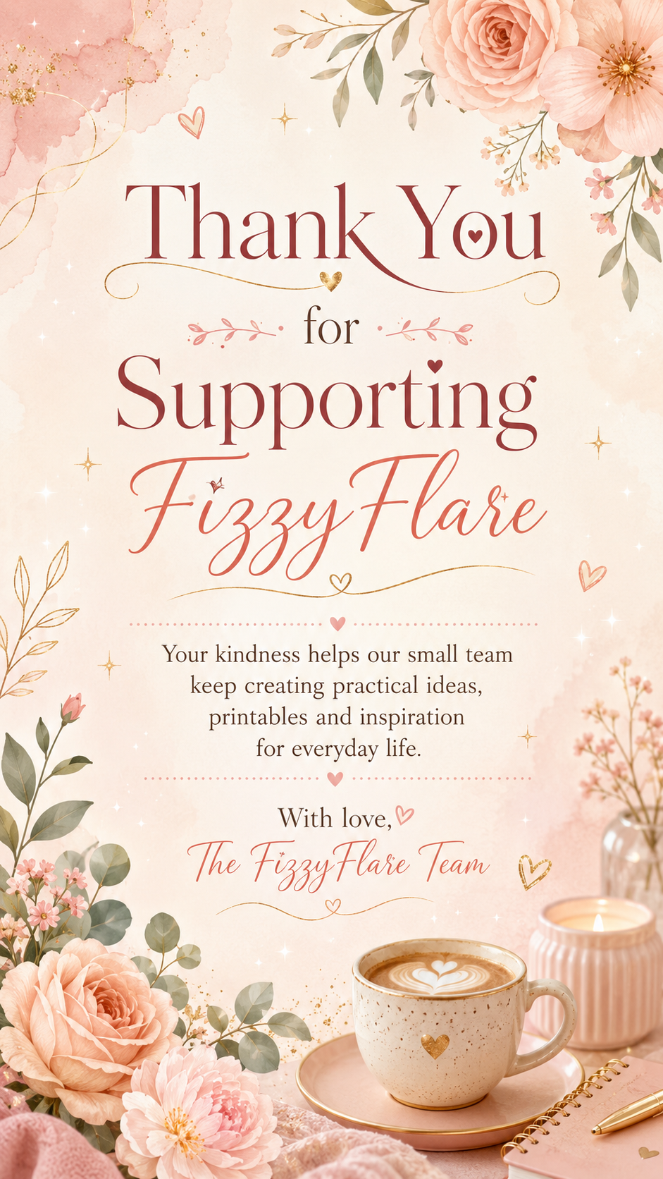 Thank you for supporting FizzyFlare digital thank-you card